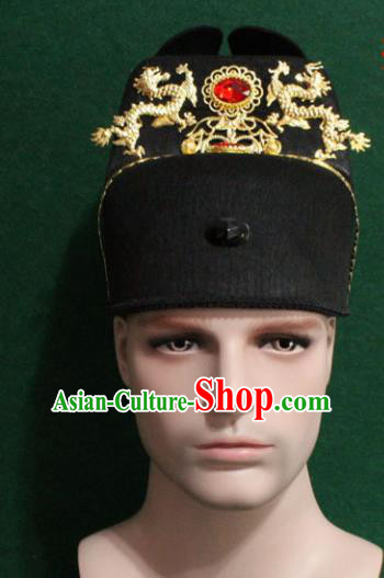 Chinese Traditional Swordsman Hair Accessories Ancient Ming Dynasty Emperor Hat for Men