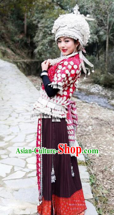 Traditional Chinese Miao Nationality Dance Clothing Hmong Ethnic Minority Costumes and Headwear