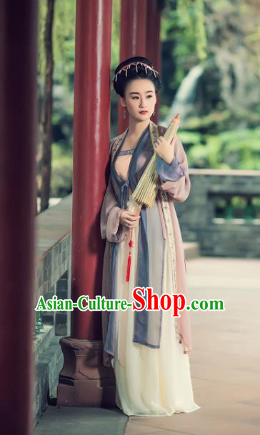 Chinese Ancient Song Dynasty Young Lady Embroidered BeiZi Costumes Complete Set for Women