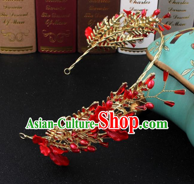 Top Grade Bride Hair Accessories Wedding Red Hair Clasp for Women