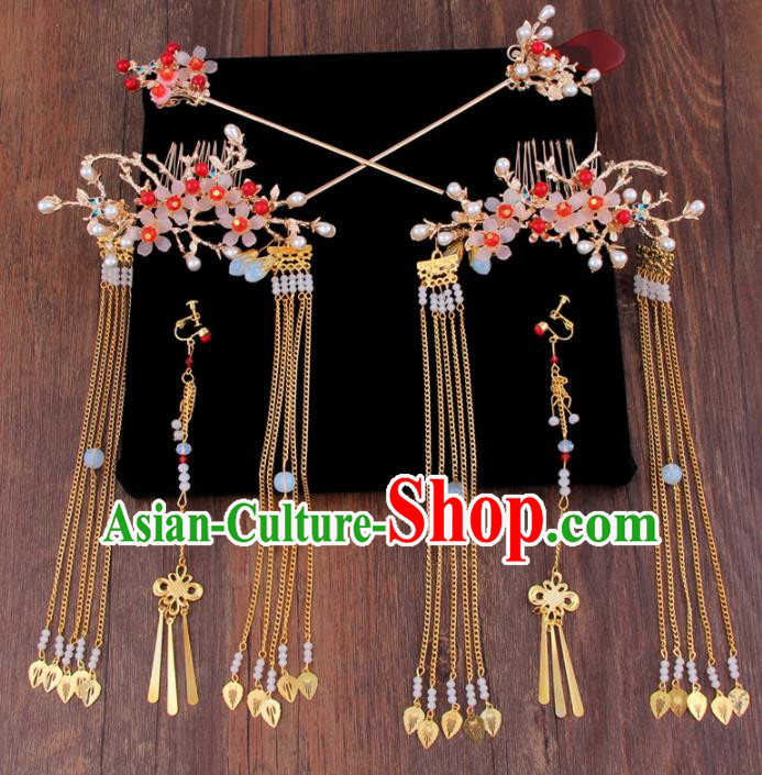 Chinese Handmade Ancient XiuHe Suit Hair Accessories Bride Hair Combs Hairpins for Women