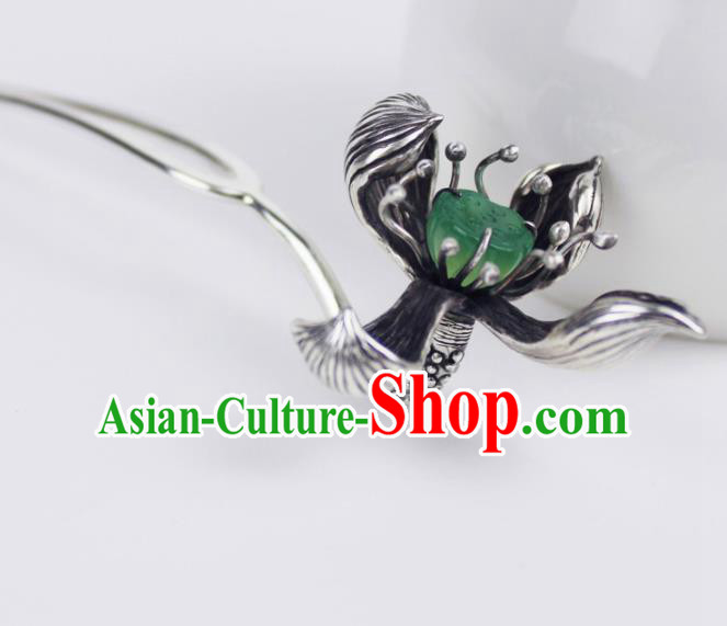 Chinese Ancient Handmade Sliver Lotus Hairpins Hair Accessories Hair Clips for Women