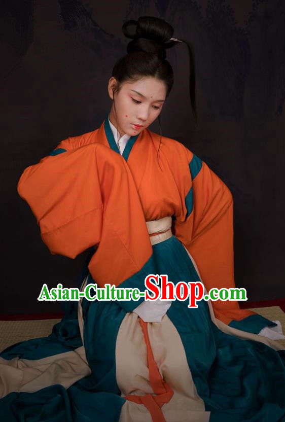 Chinese Ancient Palace Lady Hanfu Han Dynasty Imperial Concubine Queen Embroidered Historical Costumes