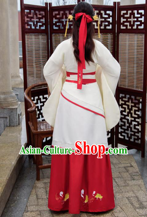 Chinese Ancient Palace Lady Hanfu Han Dynasty Imperial Concubine Queen Embroidered Costumes