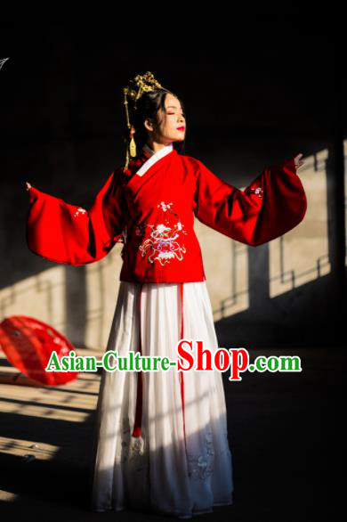 Chinese Ancient Nobility Lady Embroidered Hanfu Dress Traditional Ming Dynasty Costume for Rich Women