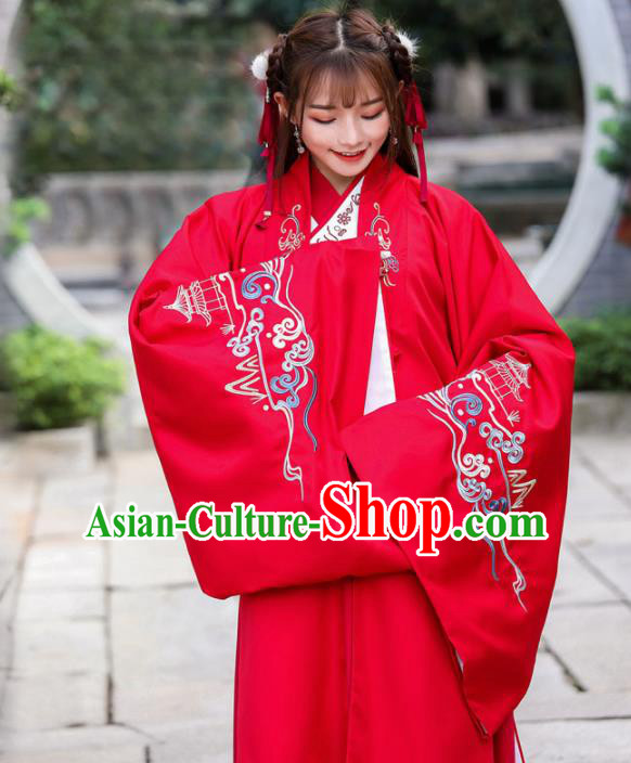 Chinese Ancient Palace Lady Hanfu Han Dynasty Imperial Concubine Queen Embroidered Historical Costumes
