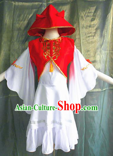 Asian Chinese Cosplay Peri Faery Costume Ancient Swordswoman Red Dress for Women