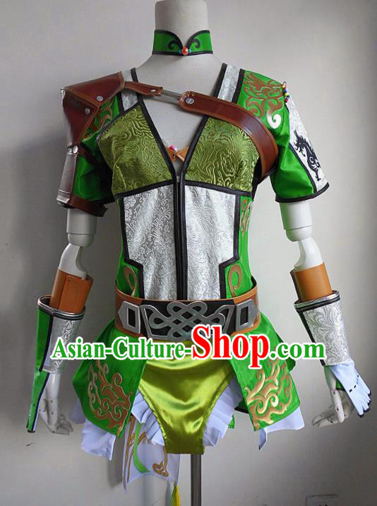 Asian Chinese Cosplay Swordswoman Costume Ancient Female Knight Dress for Women