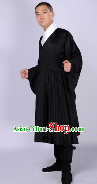 Chinese Traditional Ming Dynasty Scholar Costumes Ancient Swordsman Black Robe for Men