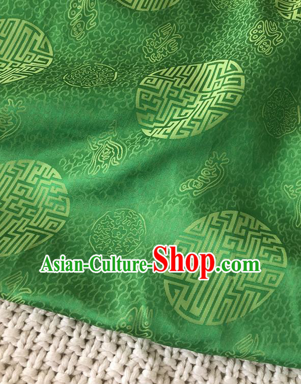 Asian Chinese Traditional Fabric Classical Pattern Green Brocade Cloth Silk Fabric