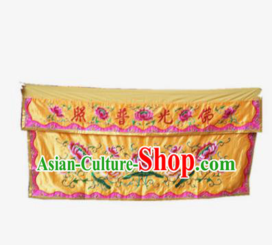 Traditional Chinese Beijing Opera Props Flag Embroidered Lotus Altar Antependium Banner