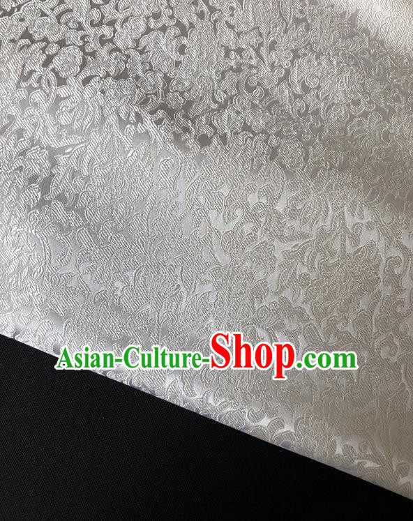 Asian Chinese Traditional Fabric Classical Pattern White Brocade Cheongsam Cloth Silk Fabric