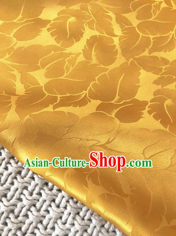 Asian Chinese Traditional Fabric Classical Pattern Yellow Brocade Cheongsam Cloth Silk Fabric
