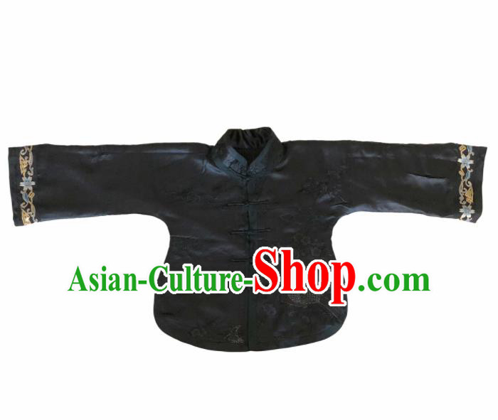 Traditional Chinese Handmade Embroidered Silk Blouse Costume Tang Suit Black Shirt for Women