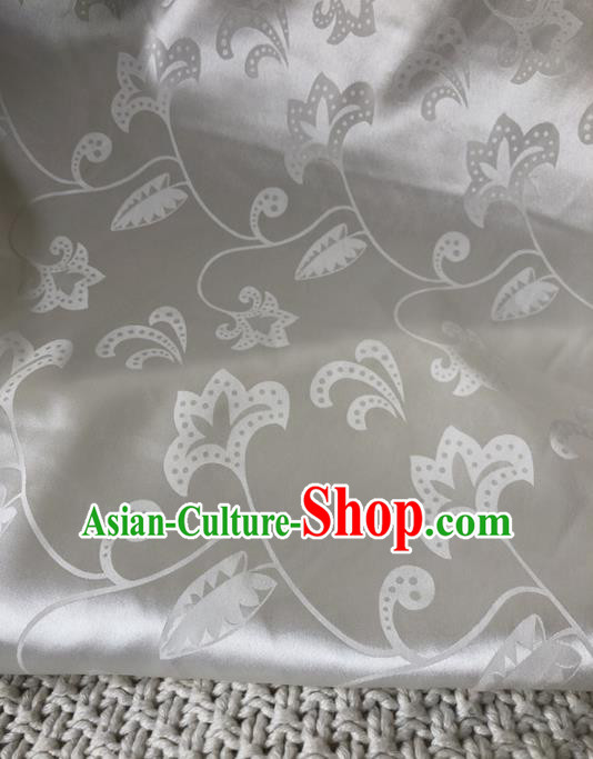 Asian Chinese Traditional Silk Fabric Classical Pattern White Brocade Cheongsam Embroidered Cloth Silk Fabric