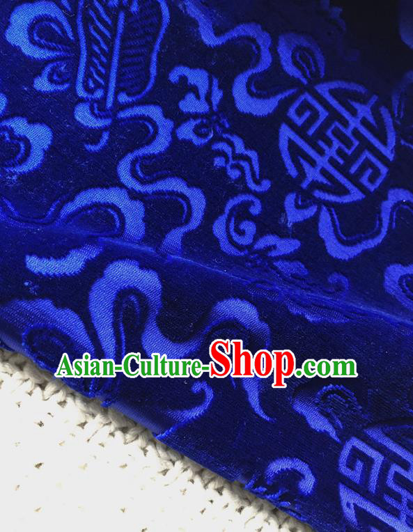 Asian Chinese Traditional Silk Fabric Classical Pattern Royalblue Brocade Cheongsam Cloth Silk Fabric