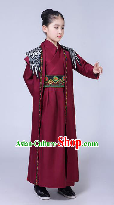 Chinese Han Dynasty Swordsman Costume Ancient Knight Hanfu Clothing for Kids