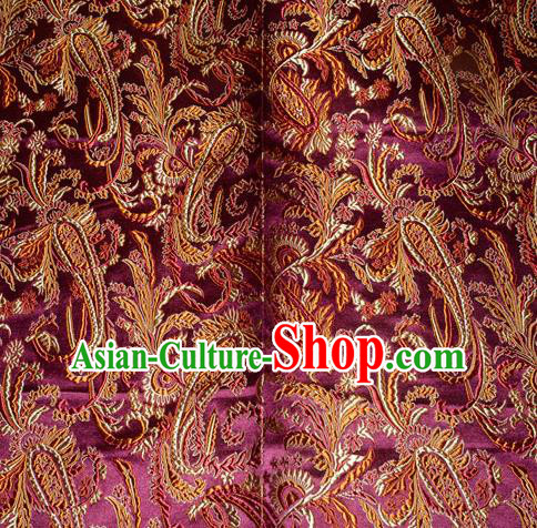 Chinese Traditional Purple Silk Fabric Tang Suit Brocade Cheongsam Palace Pattern Cloth Material Drapery