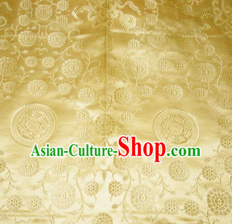 Chinese Traditional Yellow Silk Fabric Tang Suit Brocade Cheongsam Waxberry Pattern Cloth Material Drapery