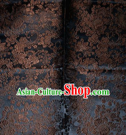Chinese Traditional Silk Fabric Tang Suit Black Brocade Cheongsam Classical Pattern Cloth Material Drapery