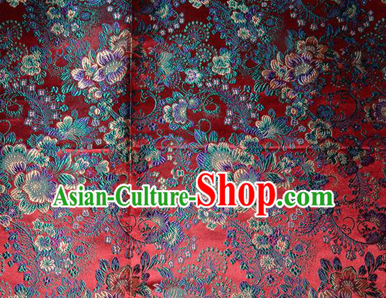 Chinese Traditional Dark Red Silk Fabric Tang Suit Brocade Cheongsam Classical Pattern Cloth Material Drapery