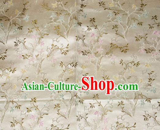 Chinese Traditional Silk Fabric Poplar Blossom Pattern Tang Suit White Brocade Cloth Cheongsam Material Drapery