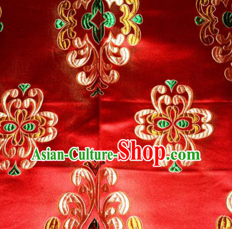 Chinese Traditional Silk Fabric Tang Suit Red Brocade Cheongsam Classical Pattern Cloth Material Drapery