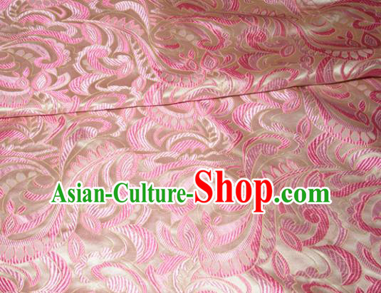 Chinese Traditional Cheongsam Silk Fabric Tang Suit Pink Brocade Classical Cockscomb Pattern Cloth Material Drapery