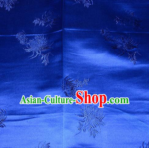 Chinese Traditional Classical Chrysanthemum Pattern Silk Fabric Tang Suit Royalblue Brocade Cloth Cheongsam Material Drapery