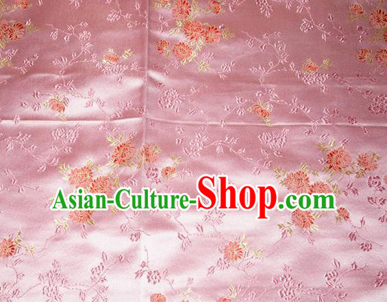 Classical Chrysanthemum Pattern Chinese Traditional Pink Silk Fabric Tang Suit Brocade Cloth Cheongsam Material Drapery