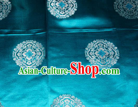 Classical Round Pattern Chinese Traditional Blue Silk Fabric Tang Suit Brocade Cloth Cheongsam Material Drapery