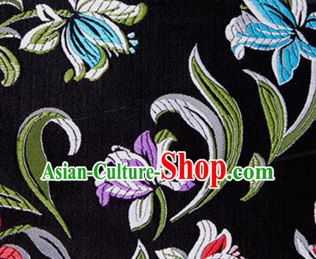 Chinese Traditional Silk Fabric Tang Suit Classical Pattern Black Brocade Cloth Cheongsam Material Drapery