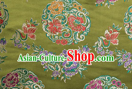 Chinese Traditional Palace Pattern Tang Suit Brocade Green Fabric Silk Cloth Cheongsam Material Drapery