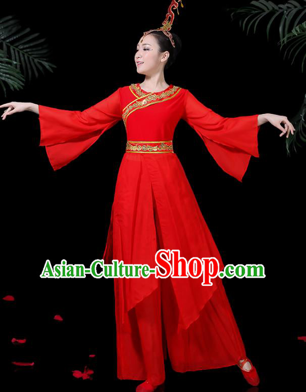 Chinese Classical Dance Yangko Red Costume Traditional Folk Dance Fan Dance Clothing for Women