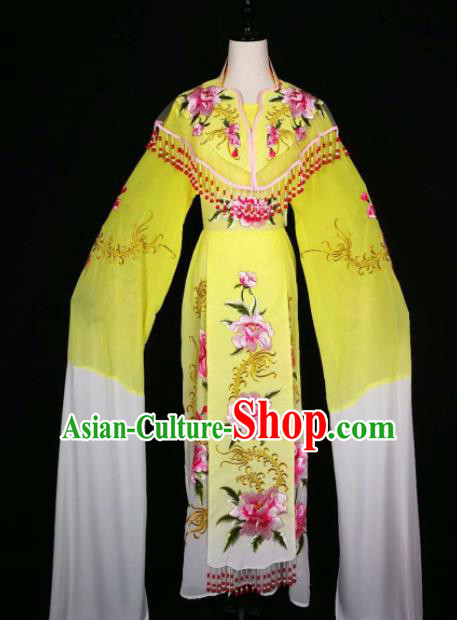 Chinese Traditional Beijing Opera Diva Yellow Dress Peking Opera Princess Costume for Adults