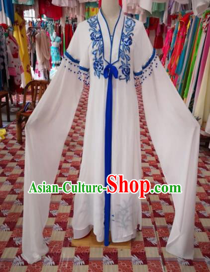 Chinese Traditional Beijing Opera Actress White Dress Peking Opera Princess Costume for Adults