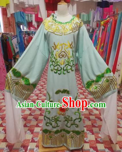 Chinese Traditional Beijing Opera Scholar Costume Peking Opera Prince Embroidered Green Robe for Adults