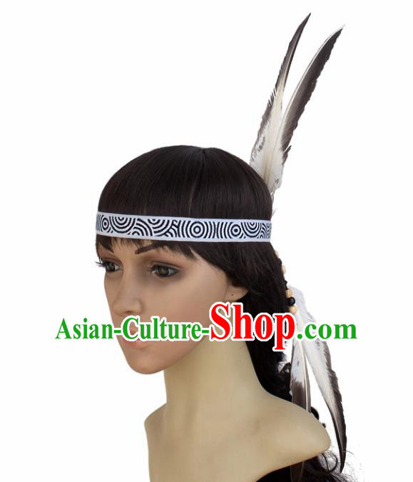 Top Halloween Stage Show Feather Hair Accessories Catwalks Primitive Tribe Hair Clasp for Women