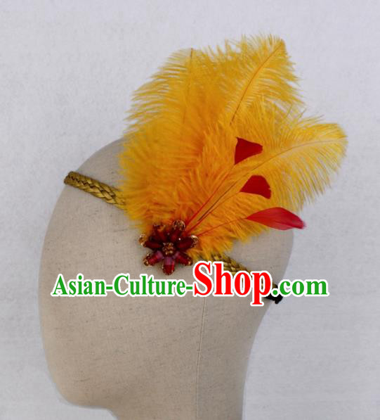 Handmade Halloween Orange Feather Hair Clasp Stage Show Feather Hair Accessories for Women