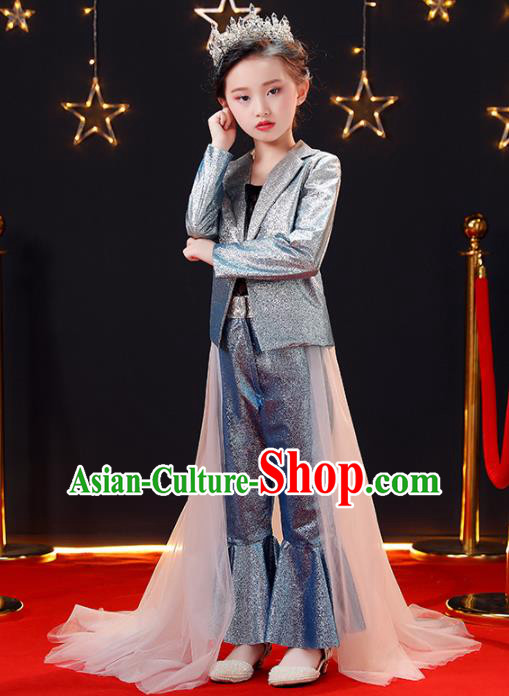 Top Modern Dance Costume Children Opening Dance Compere Performance Suits for Girls Kids