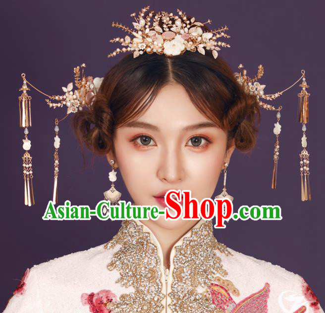 Top Chinese Traditional Wedding Hair Accessories Ancient Palace Hair Crown Hairpins Complete Set for Women