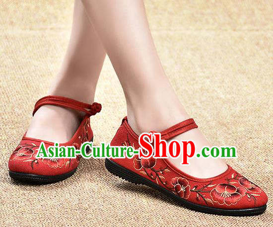 Chinese Shoes Wedding Shoes Traditional Embroidered Shoes Bride Red Shoes for Women