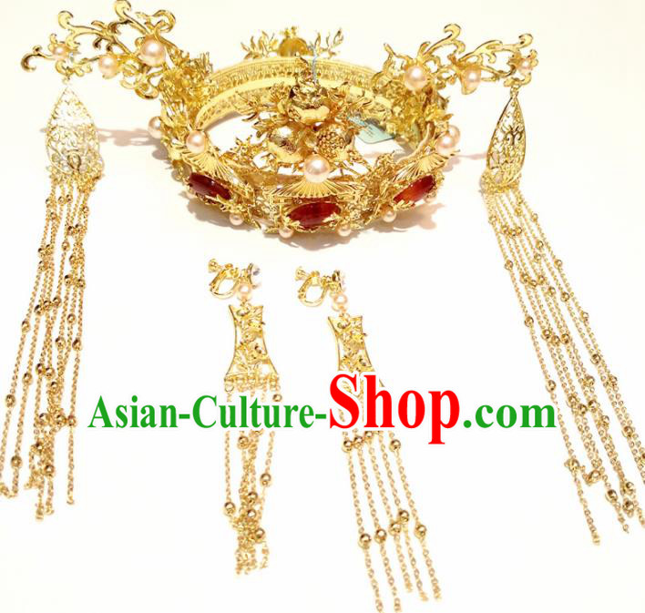 Top Chinese Traditional Wedding Hair Accessories Ancient Classical Palace Phoenix Coronet Hairpins Headdress for Women