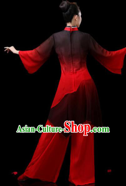 Chinese Traditional Classical Dance Costumes Fan Dance Group Dance Umbrella Dance Red Dress for Women