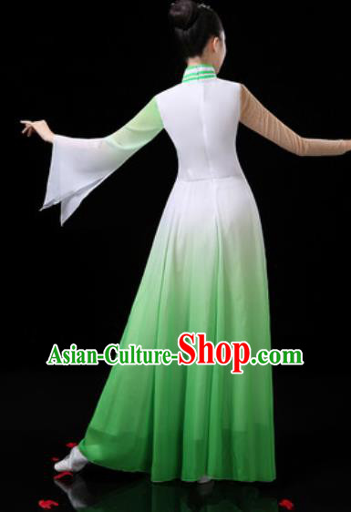 Chinese Traditional Classical Dance Costumes Group Dance Umbrella Dance Green Dress for Women