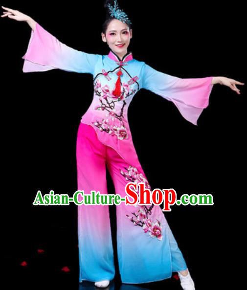 Chinese Traditional Folk Dance Costumes Umbrella Dance Yangko Group Dance Clothing for Women