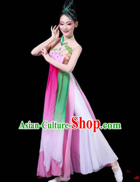 Chinese Classical Dance Costumes Traditional Umbrella Dance Lotus Dance Dress for Women