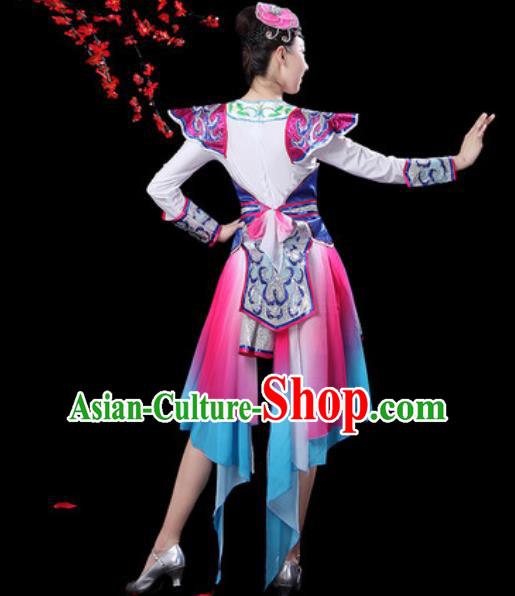 Chinese Ethnic Costumes Traditional Mongolian Nationality Folk Dance Short Dress for Women