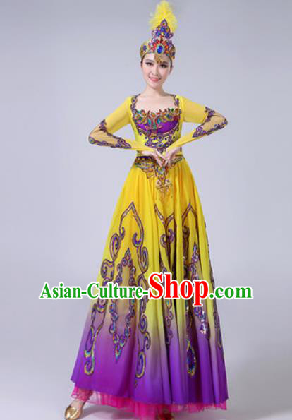 Chinese Ethnic Costumes Traditional Mongolian Nationality Folk Dance Pleated Dress for Women