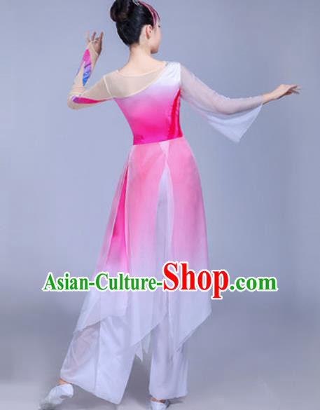 Traditional Chinese Classical Dance Costume Folk Dance Fan Dance Pink Dress for Women